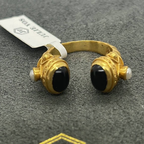 Julie Vos Jewelry - Julie Vos designer 24k yellow gold black onyx & pearls size 6/7 Ring